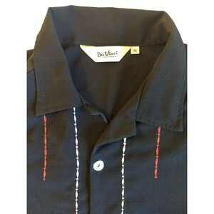 Vintage Da Vinci California Medium 70s Disco Black Shirt Short Sleeve Made USA